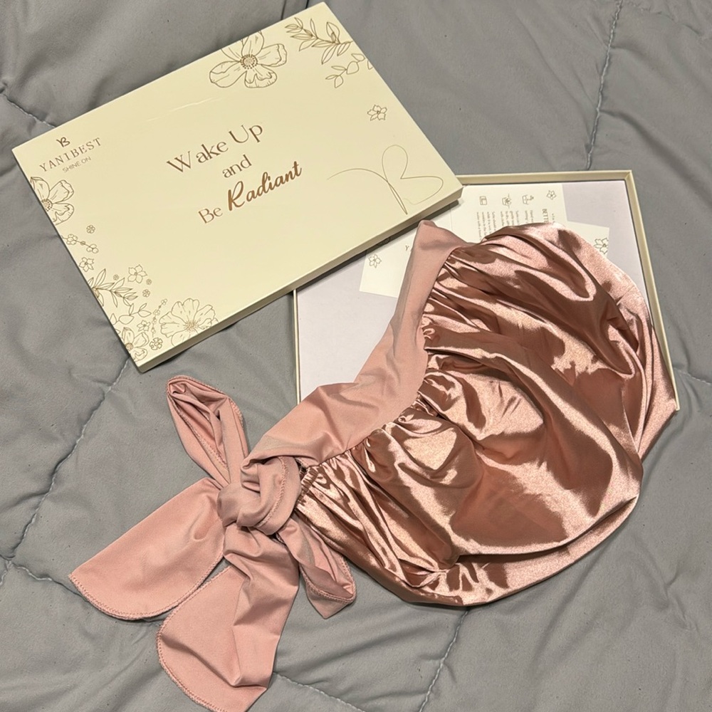 Pink satin hair cap